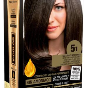 TH PHARMA KIT TINTA V-COLOR 5.1 SIN AMONIACO CASTAÑO CLARO CENIZA